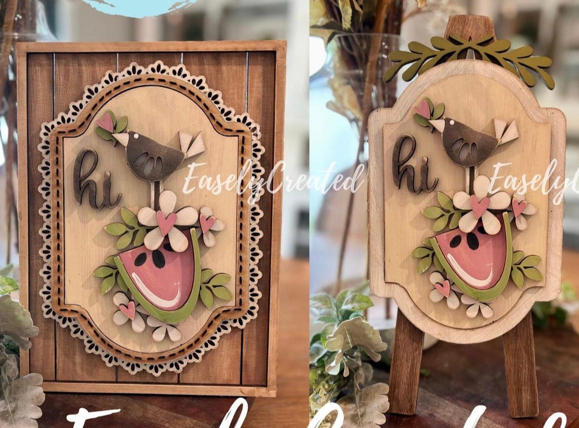 Watermelon w/Bird Interchangeable Insert for the Tabletop Easel or Lace Frame