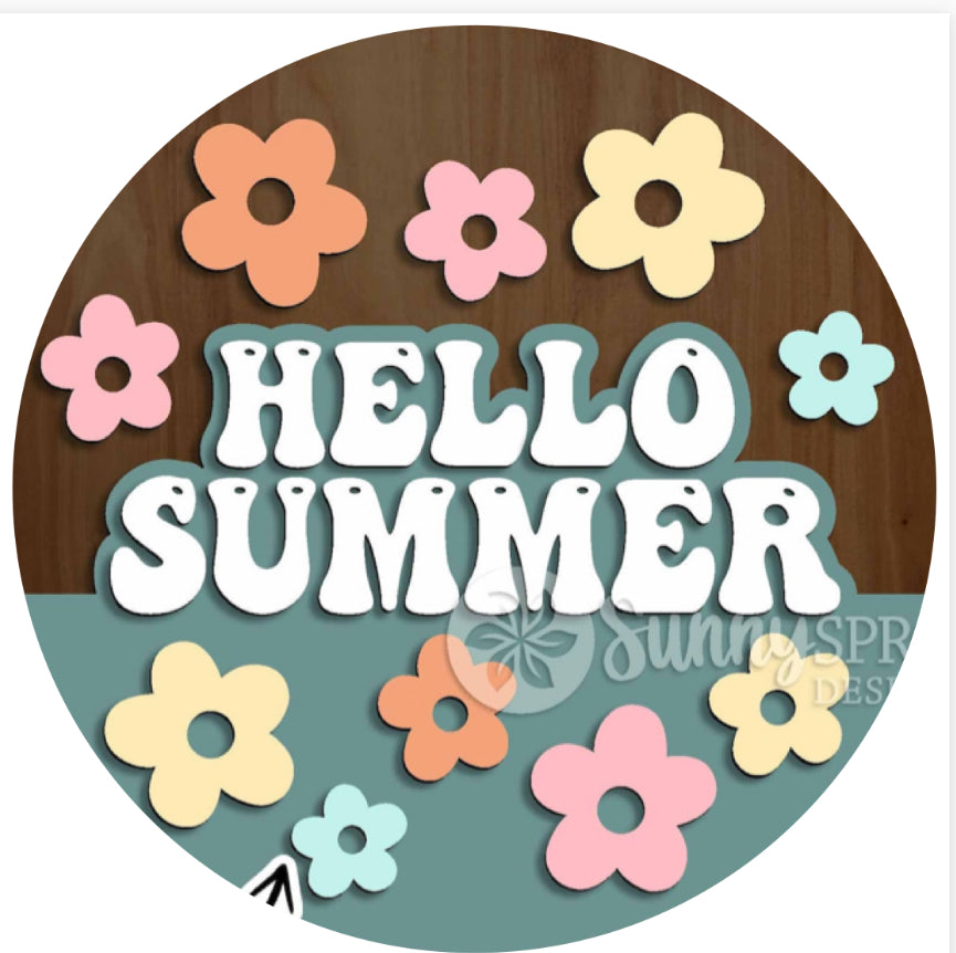 12” Hello Summer Floral Hanging Sign