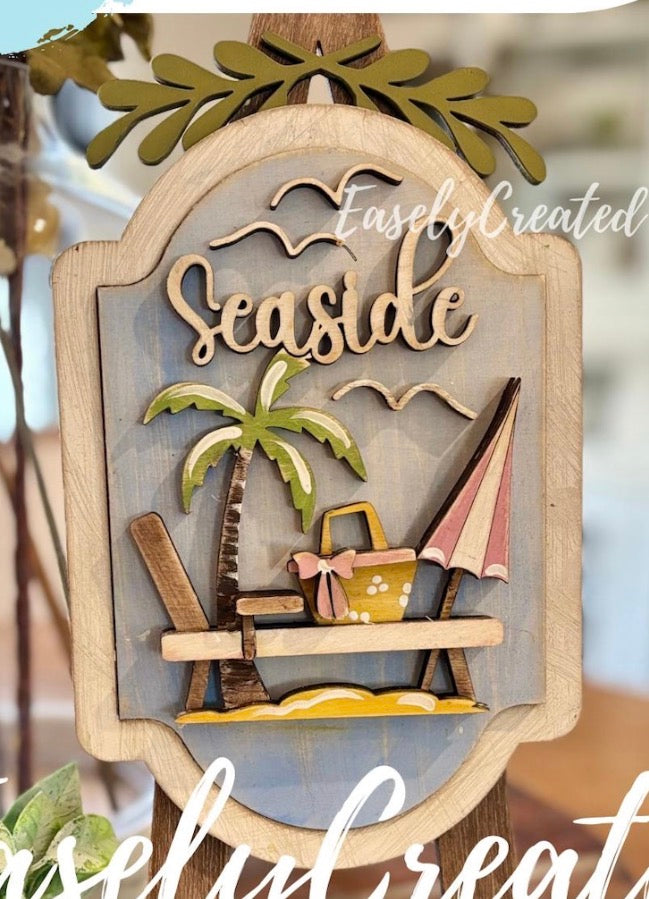Seaside Interchangeable Insert for the Tabletop Easel (with wording options: poolside, lakeside, beach or seaside)