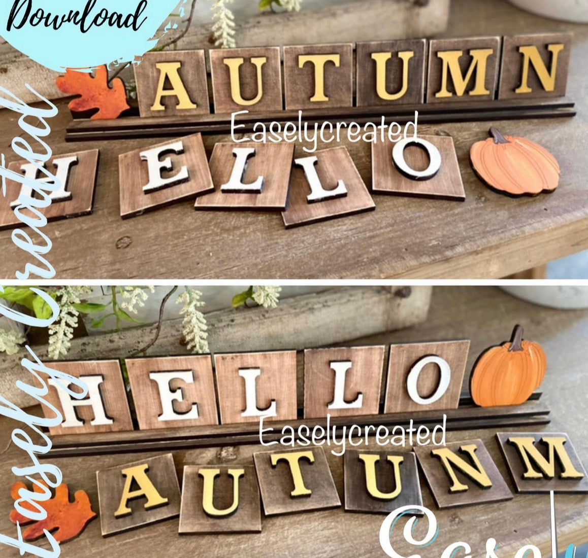 Scrabble Tile Word Set - Autumn and Hello