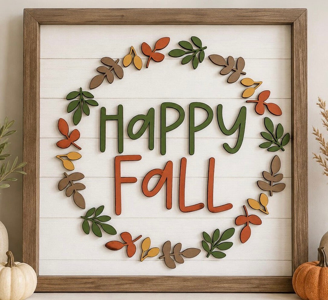 Framed Happy Fall Sign