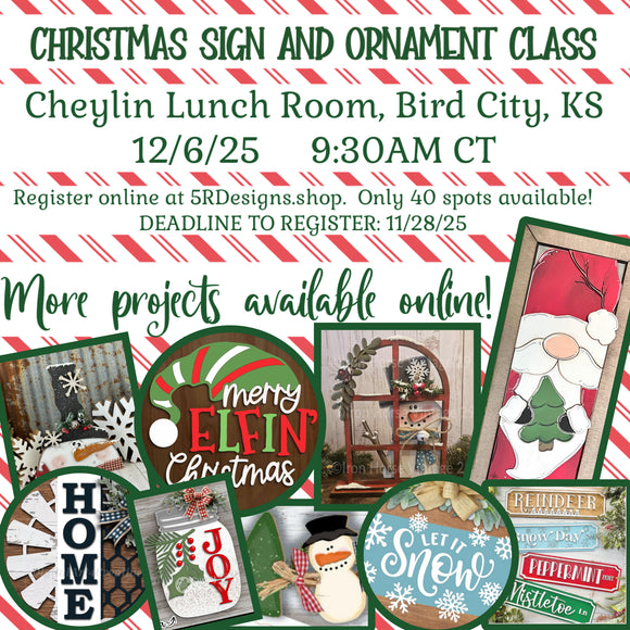 (BIRD CITY) Christmas Sign and Ornament Class - Project purchase for 12/6/2025