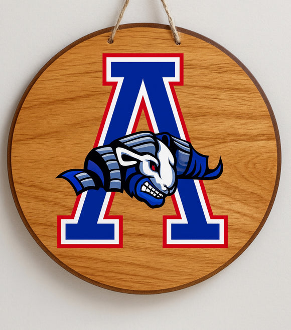 12” School Spirit Sign - Akron “A” + Mascot