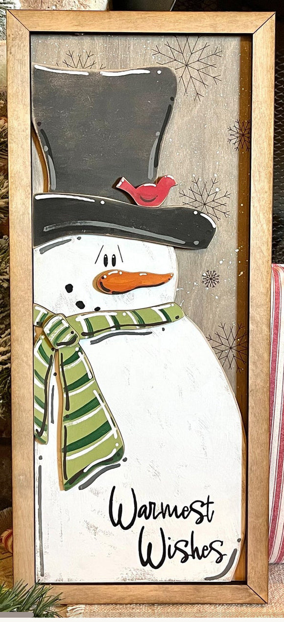 Framed Tall Snowman Sign