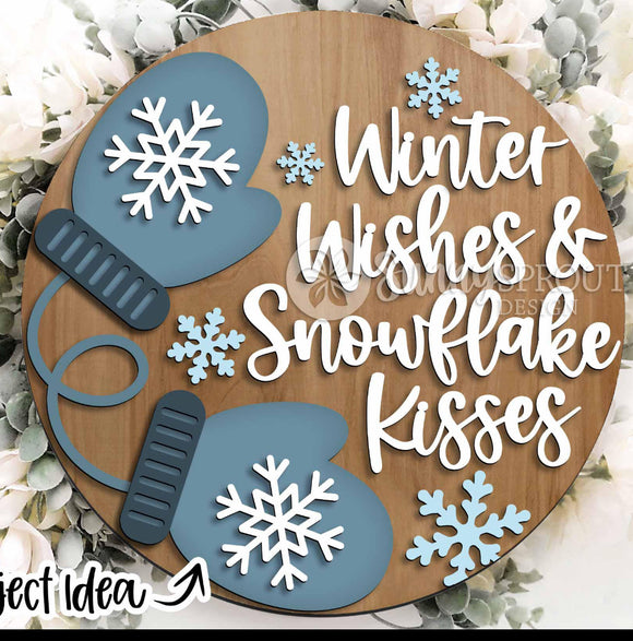 Winter Wishes Round Hanging Sign
