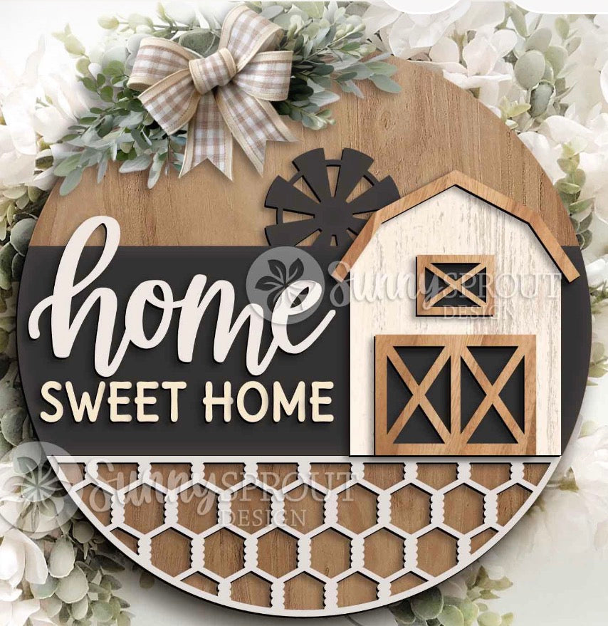 12” Chicken Wire Barn Home Sweet Home Sign
