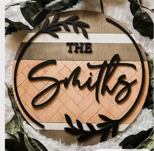 12” Family Name Sign with text options