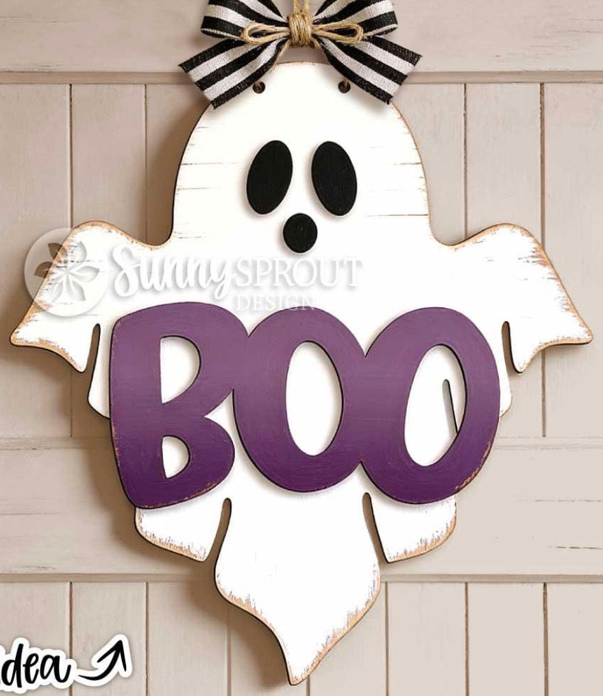 Boo Ghost Shaped Sign