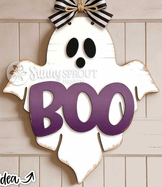 Boo Ghost Shaped Sign