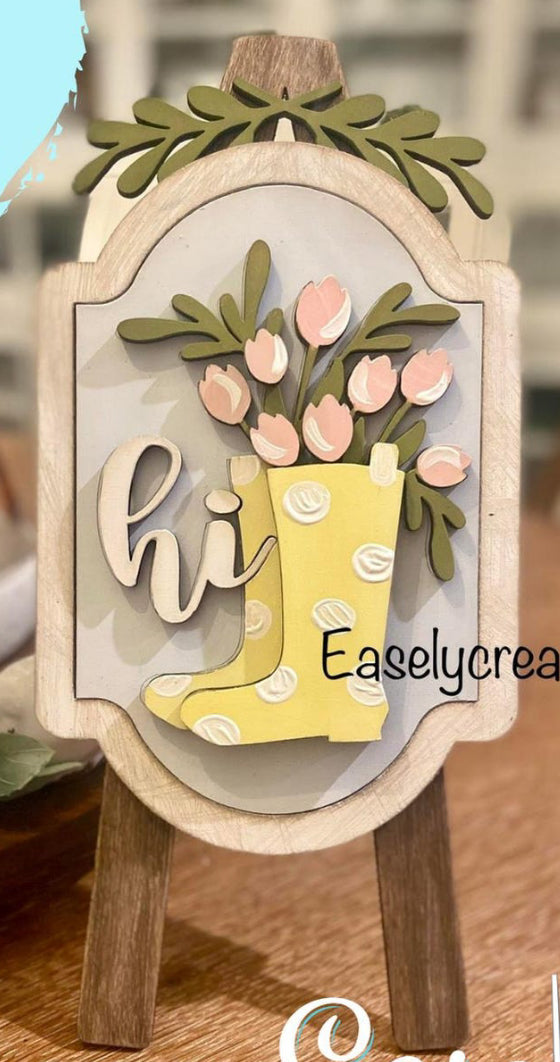 “Hi Rain Boots” Interchangeable Insert for the Tabletop Easel