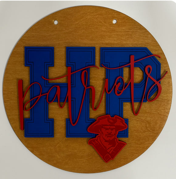 12” Hi Plains Patriots School Spirit Sign