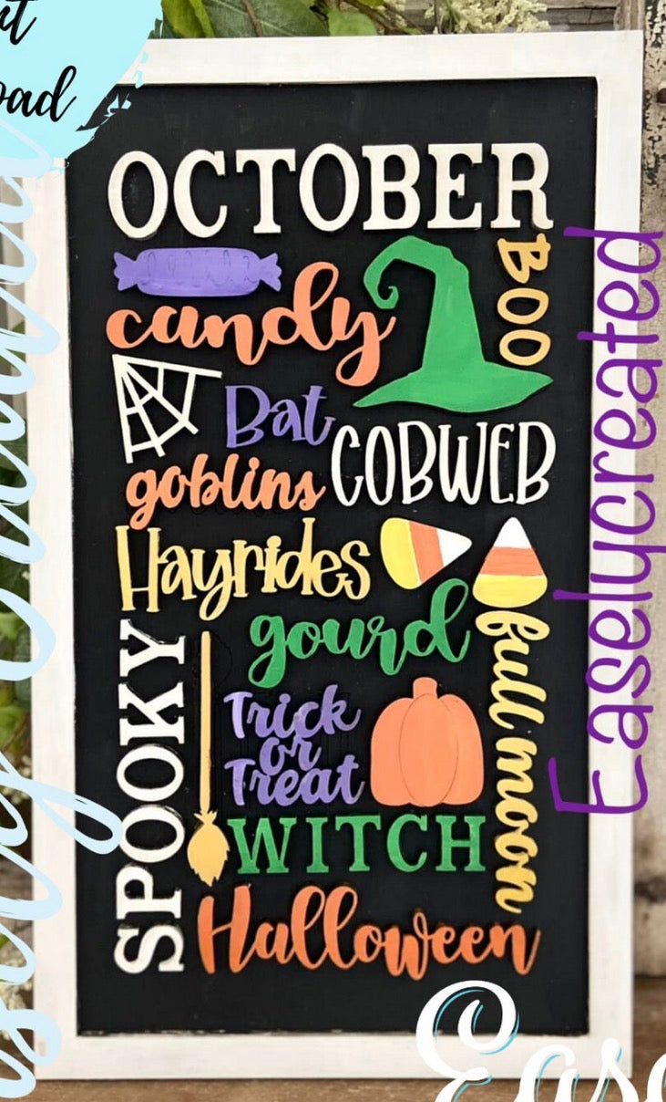 October Words Framed Sign