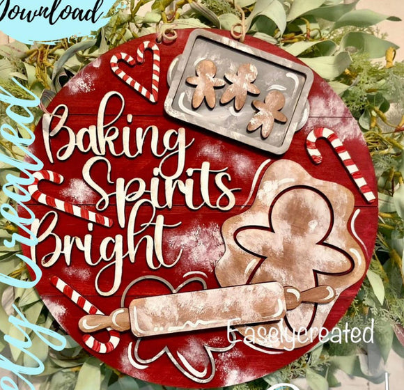 12” Gingerbread Baking Hanging Round Sign