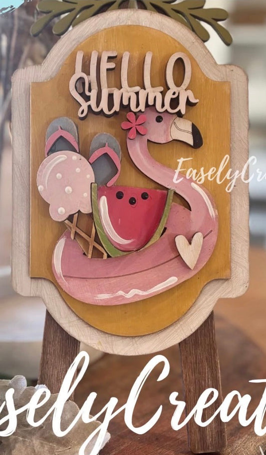 Hello Summer Flamingo Interchangeable Insert for the Tabletop Easel