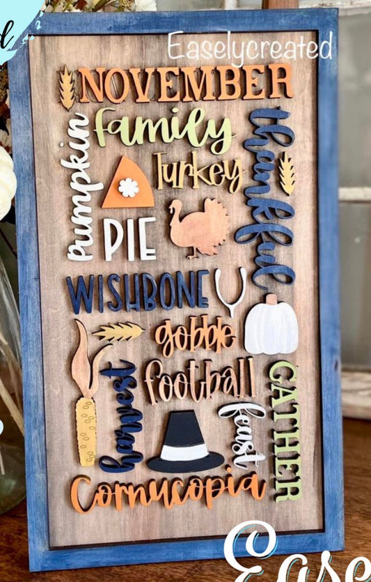 November Fall Words Sign