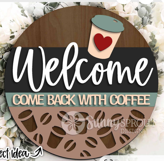 12” Welcome Coffee Hanging Sign