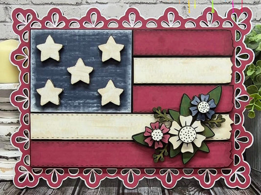 12” Lace Floral Flag Sign