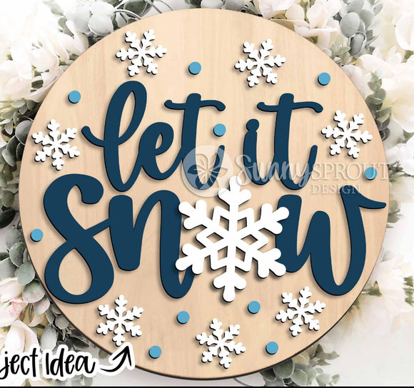 Let it Snow Round Hanging Sign