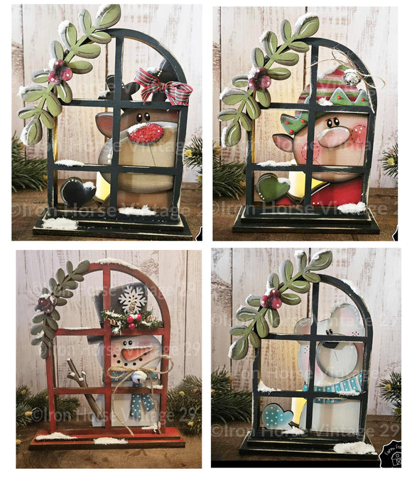 Christmas Windowpane Shelf Sitters