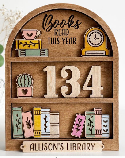 Personalized Book Reading Tracker Shelf Sitter