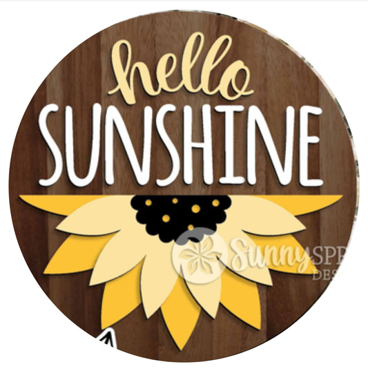 12” Hello Sunshine Sunflower Hanging Sign