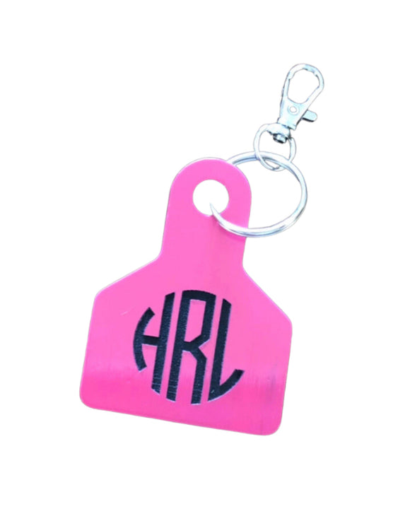 Beaver Creek - Personalized Cattle Ear Tag Keychain: Initial, Monogram or Name