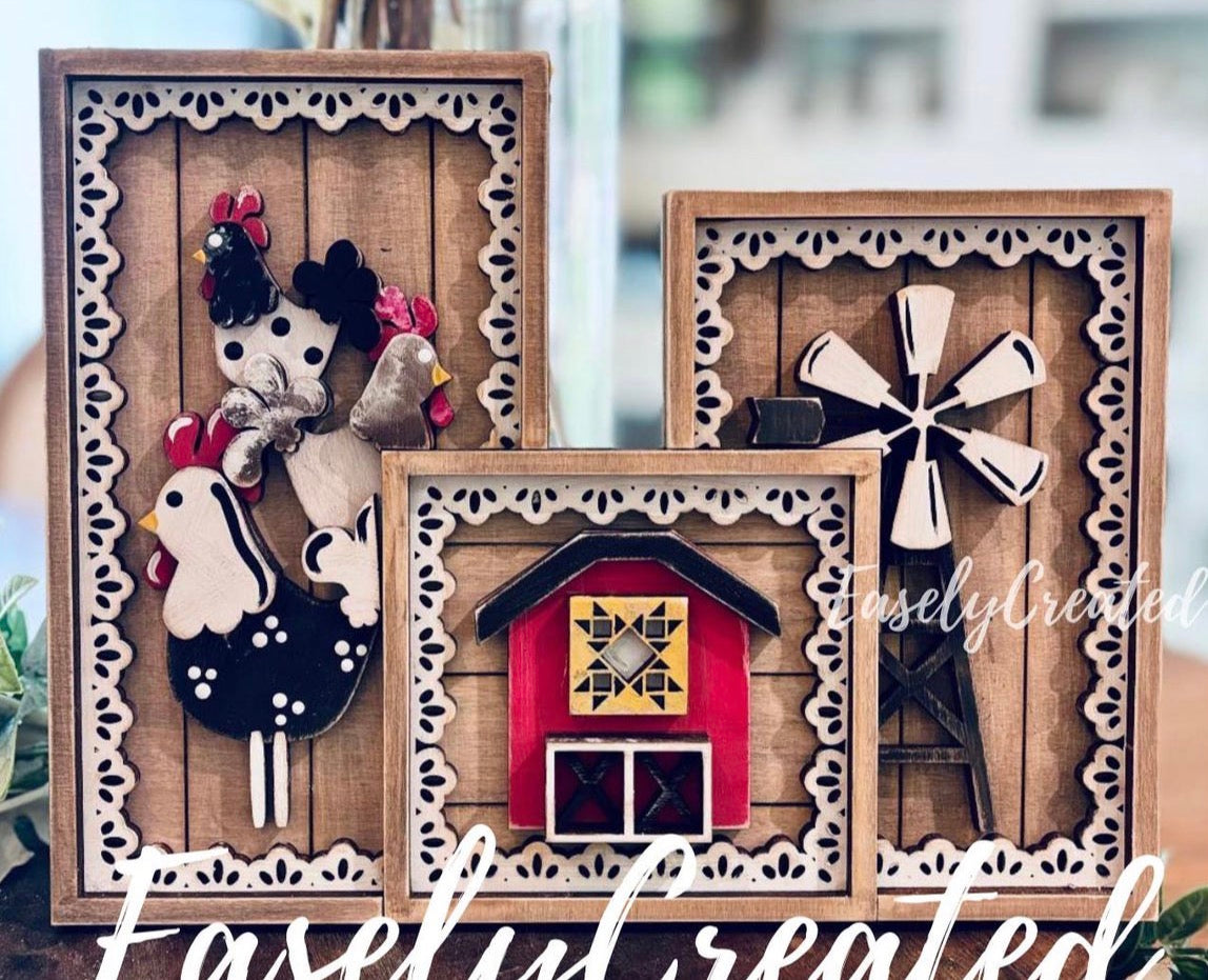 Lace Farmhouse Sign Trio