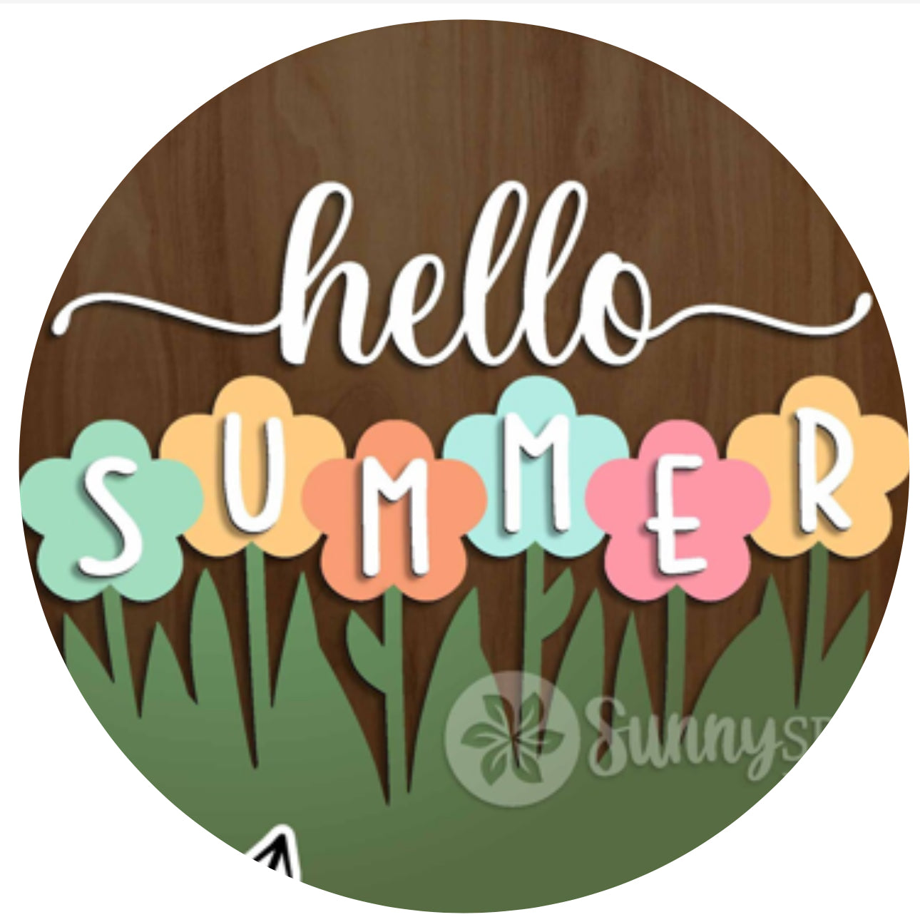12” Hello Summer Flower Garden Hanging Sign