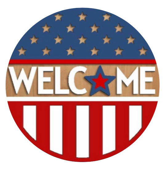 12” Patriotic Welcome Sign