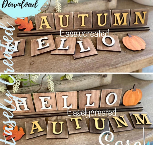 Scrabble Tile Word Set - Autumn and Hello