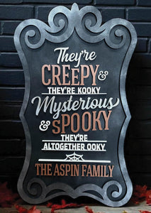 Creepy and Spooky Family Name Sign