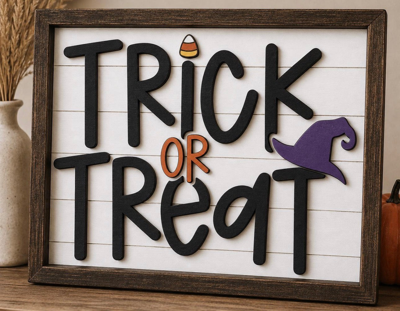 Framed Trick or Treat Sign