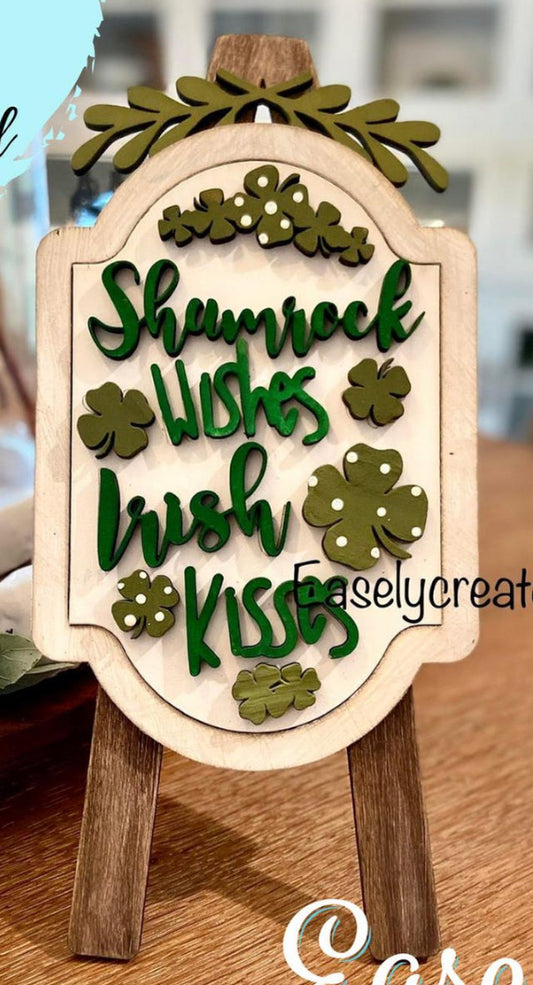 “Shamrock Wishes and Irish Kisses”St. Patrick’s Day Interchangeable Insert for the Tabletop Easel