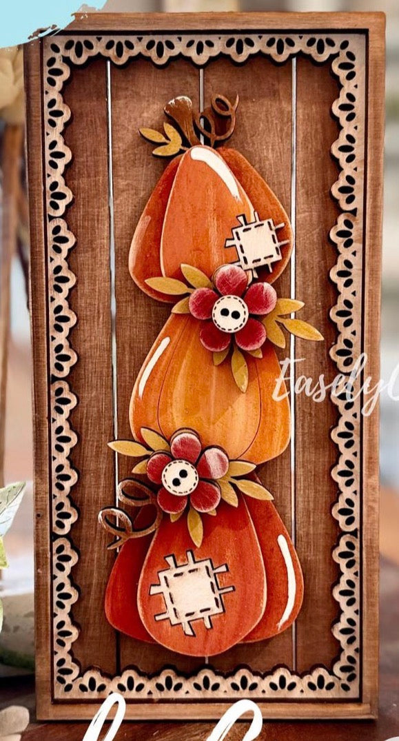 Lace Fall Pumpkin Shelf Sitter Sign