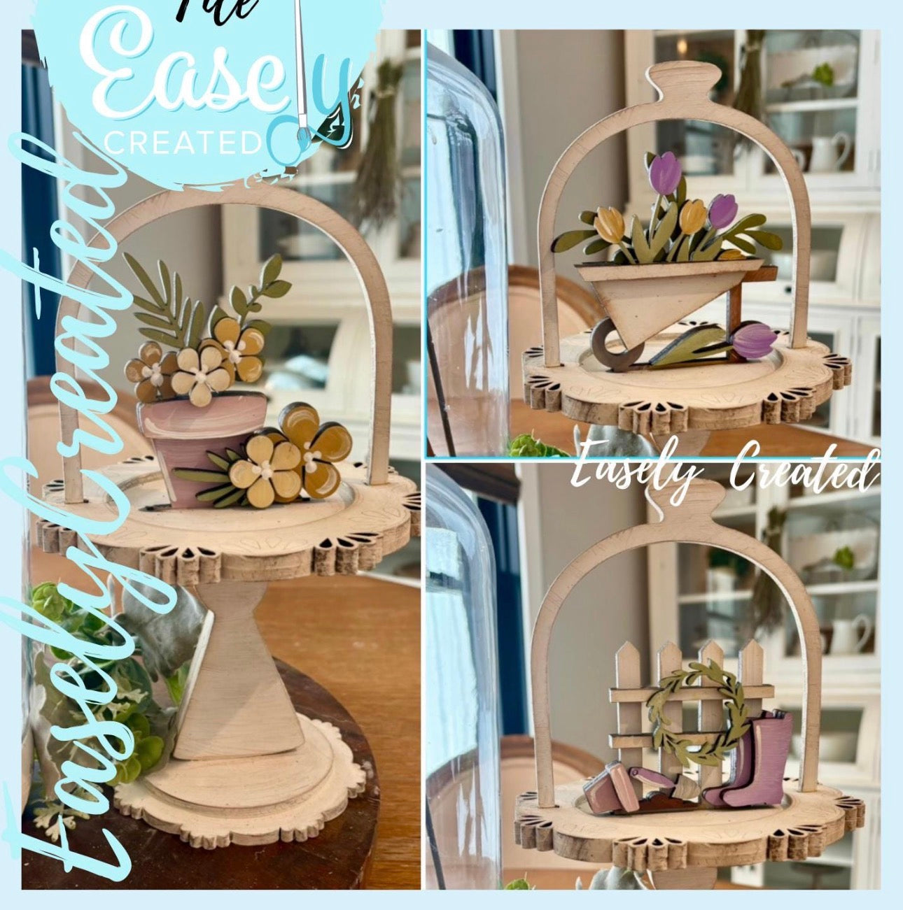 Mini Cake Stand with Spring Flower Bundle