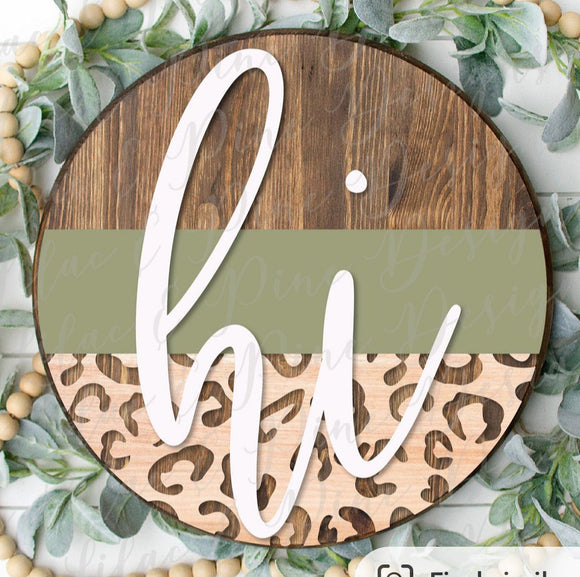 12” Animal Print HI Sign