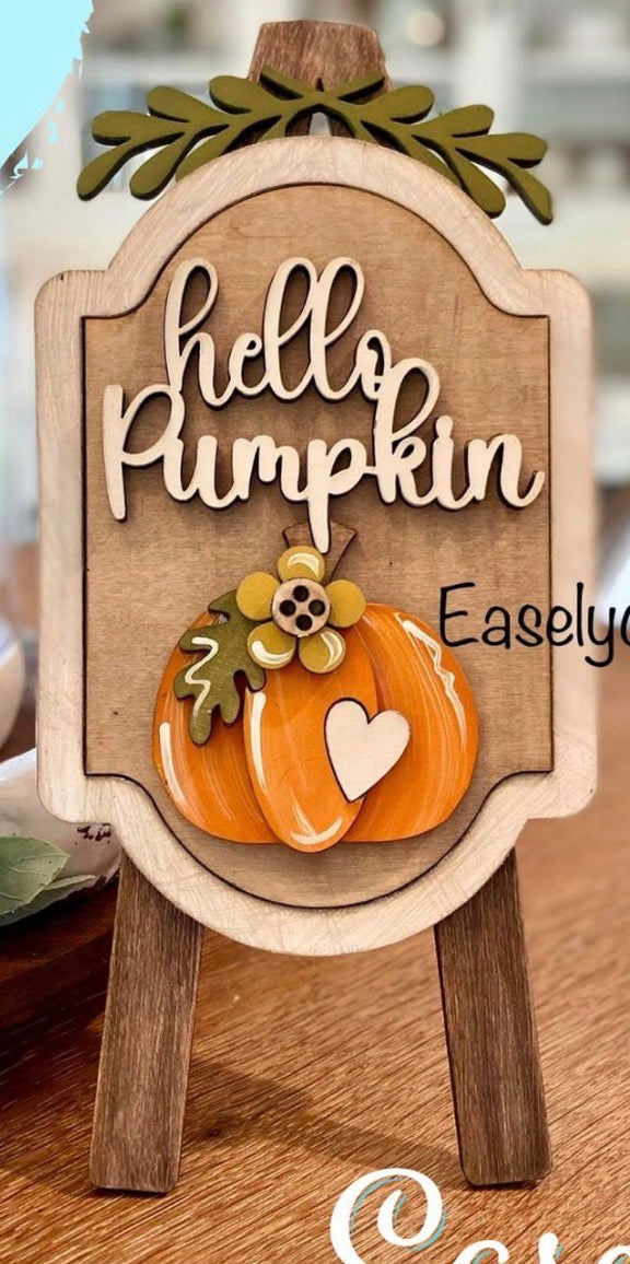 Hello Pumpkin Interchangeable Insert for the Tabletop Easel or Lace Frame