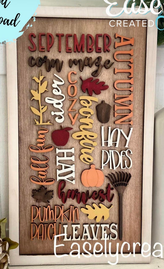 September Fall Words Sign