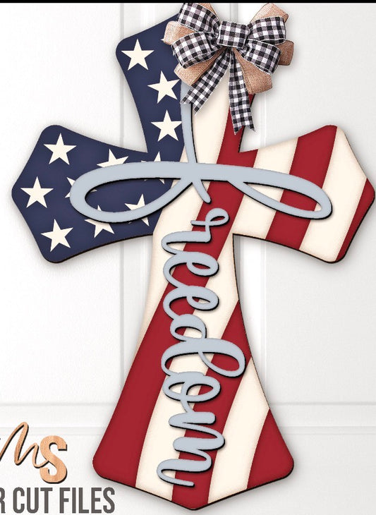 Patriotic Cross Door Hanger