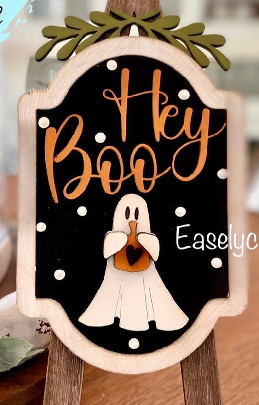 “Hey Boo” Interchangeable Insert for the Tabletop Easel or Lace Easel Frame