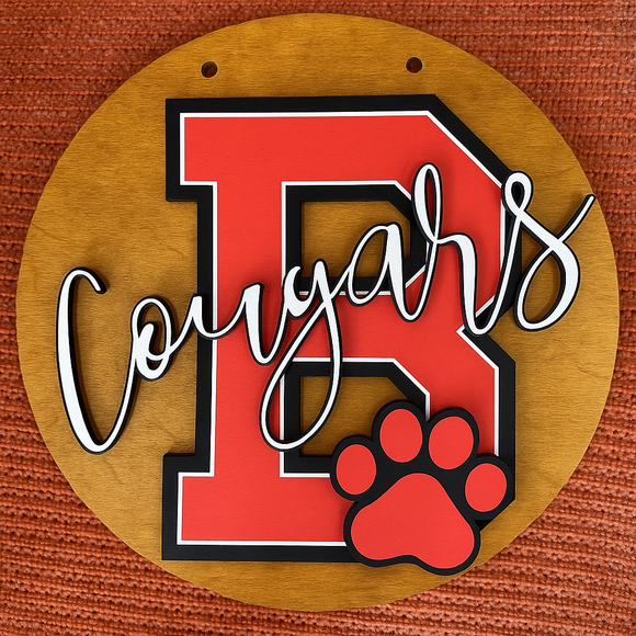 12” Burlington Cougars School Spirit Sign