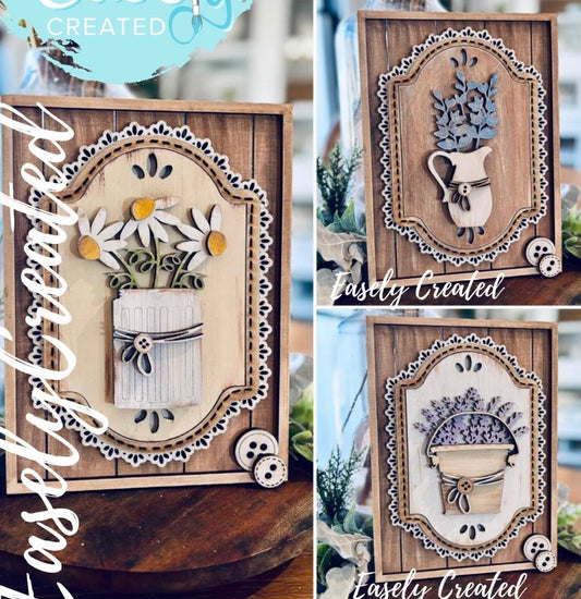 Spring Flower Interchangeable Inserts for Table Top Easel or Lace Frame