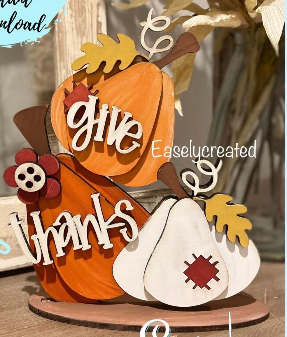 "Give Thanks" Pumpkin Shelf Sitter
