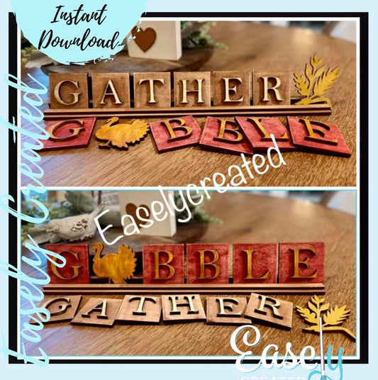Scrabble Tile Word Set - Gather/Gobble