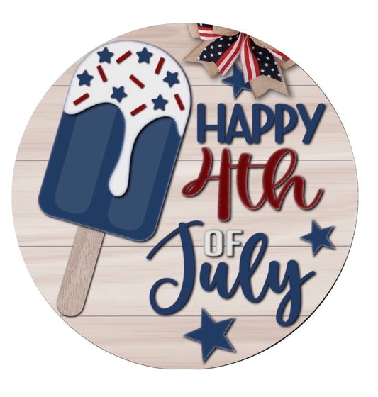 12” Happy 4th of July Popsicle Sign