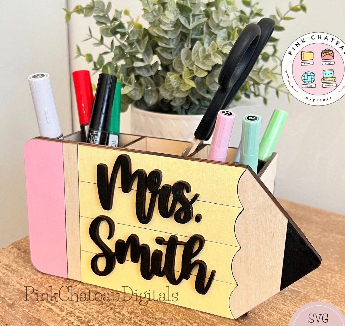 Personalized Teacher Pencil Desk Caddy