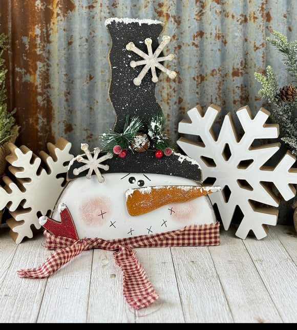 Farmhouse Snowman Shelf Sitter
