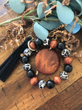 “Heifer Please” Black, Brown and Animal Print Wristlet Keychain