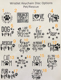 Pawprint Wristlet Keychain with choice of design
