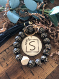 Black Cheetah Monogram Wristlet Keychain